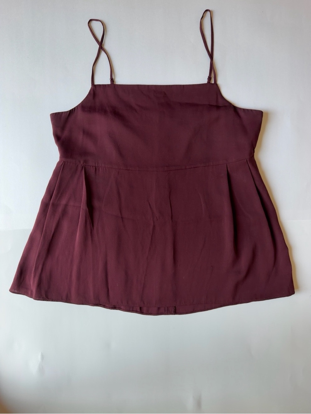 Theory Burgundy Silk Blend Cami Tank Top Women’s Small Pleated Flowy